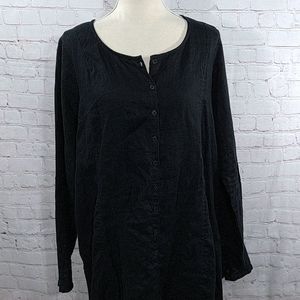 Black Label Black Linen Long Sleeve Dress